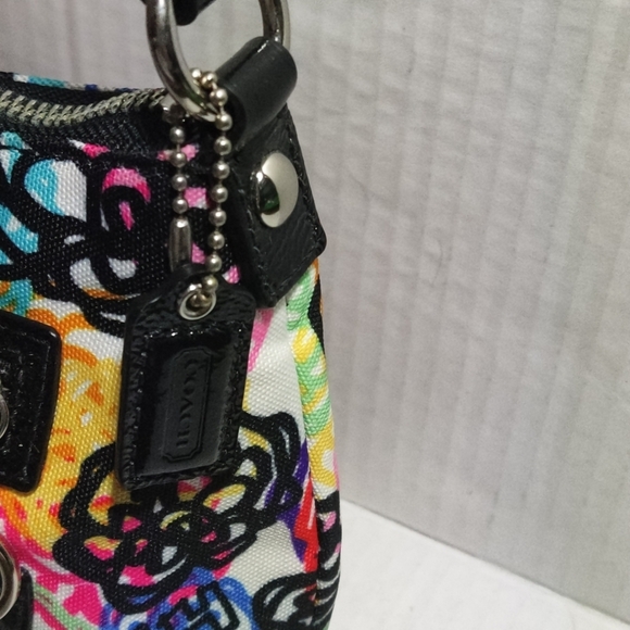 COACH Poppy Multicolor Scribble Graffiti Blossom Small Hobo Shoulder Bag Y2K New - Picture 8 of 16